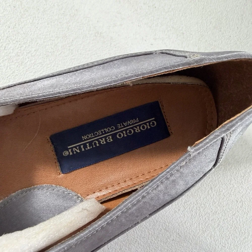 Giorgio Brutini Satin Lusher Slip On Men's Loafers Silver Size 10.5 M NIB